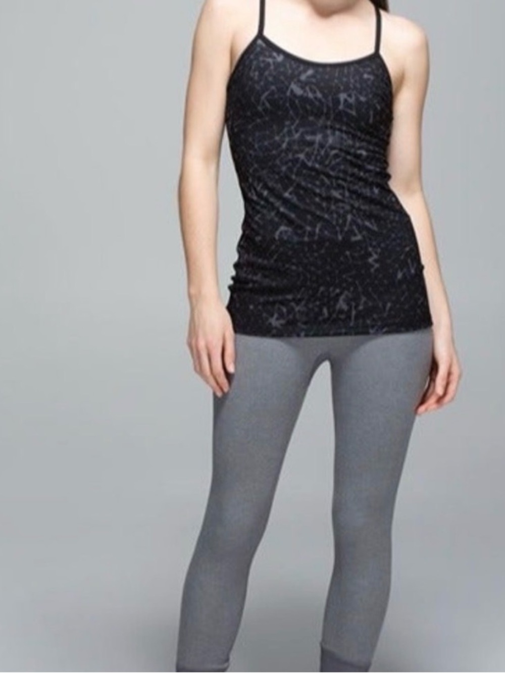 Lululemon Power Y Tank 12 Women’s Star Crushed Coal Black Luon Yoga Workout